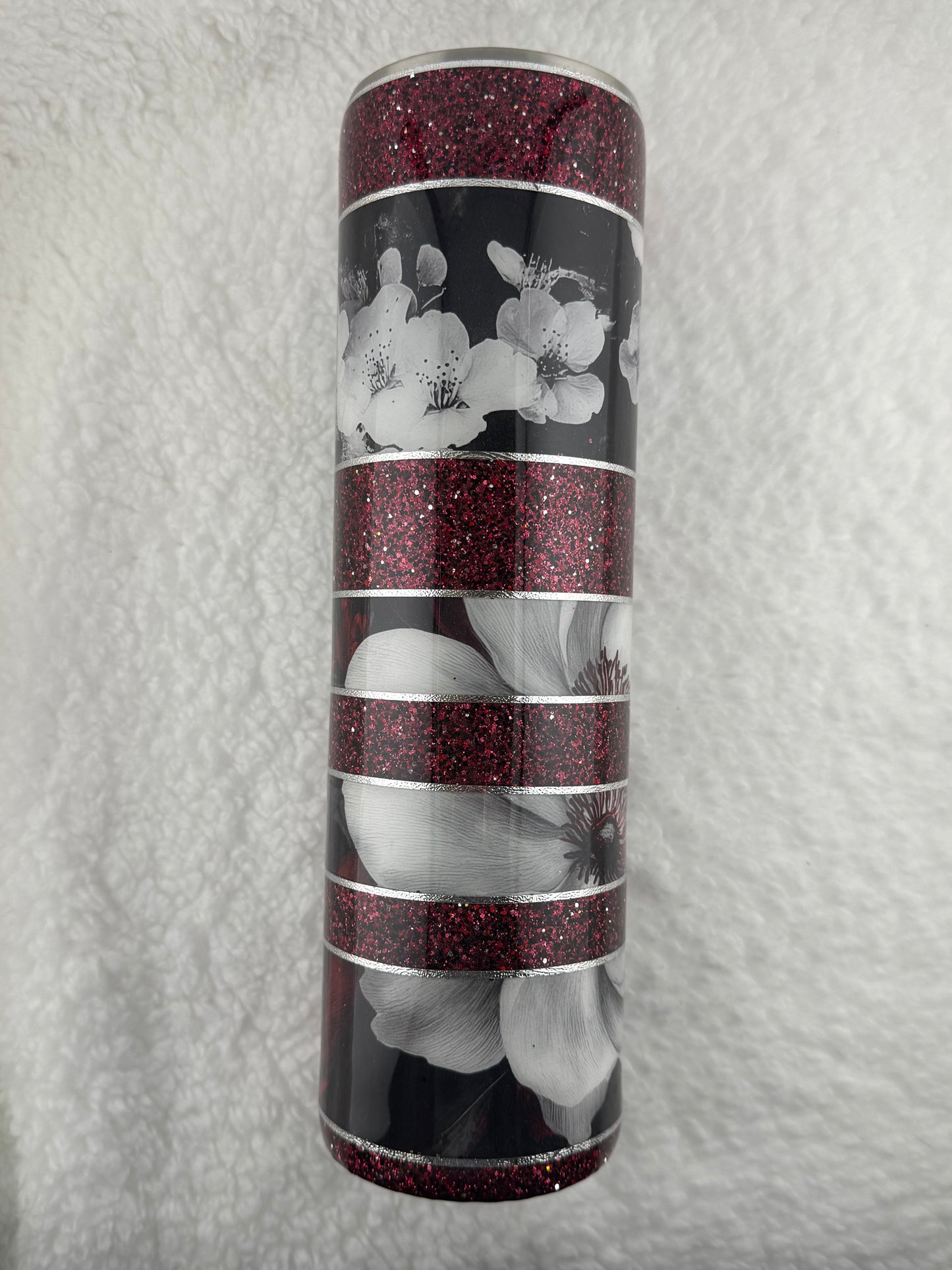 RTS 32 oz Tipsy Red with White Flowers