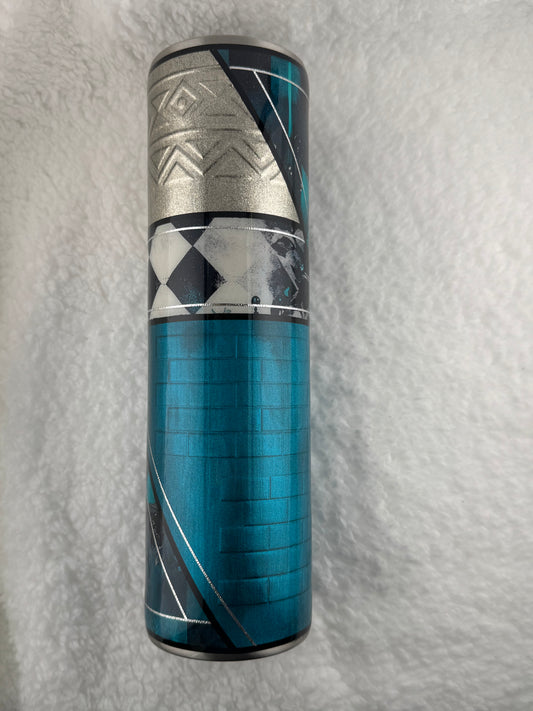 RTS 32 oz Tipsy Teal and Silver with bricks