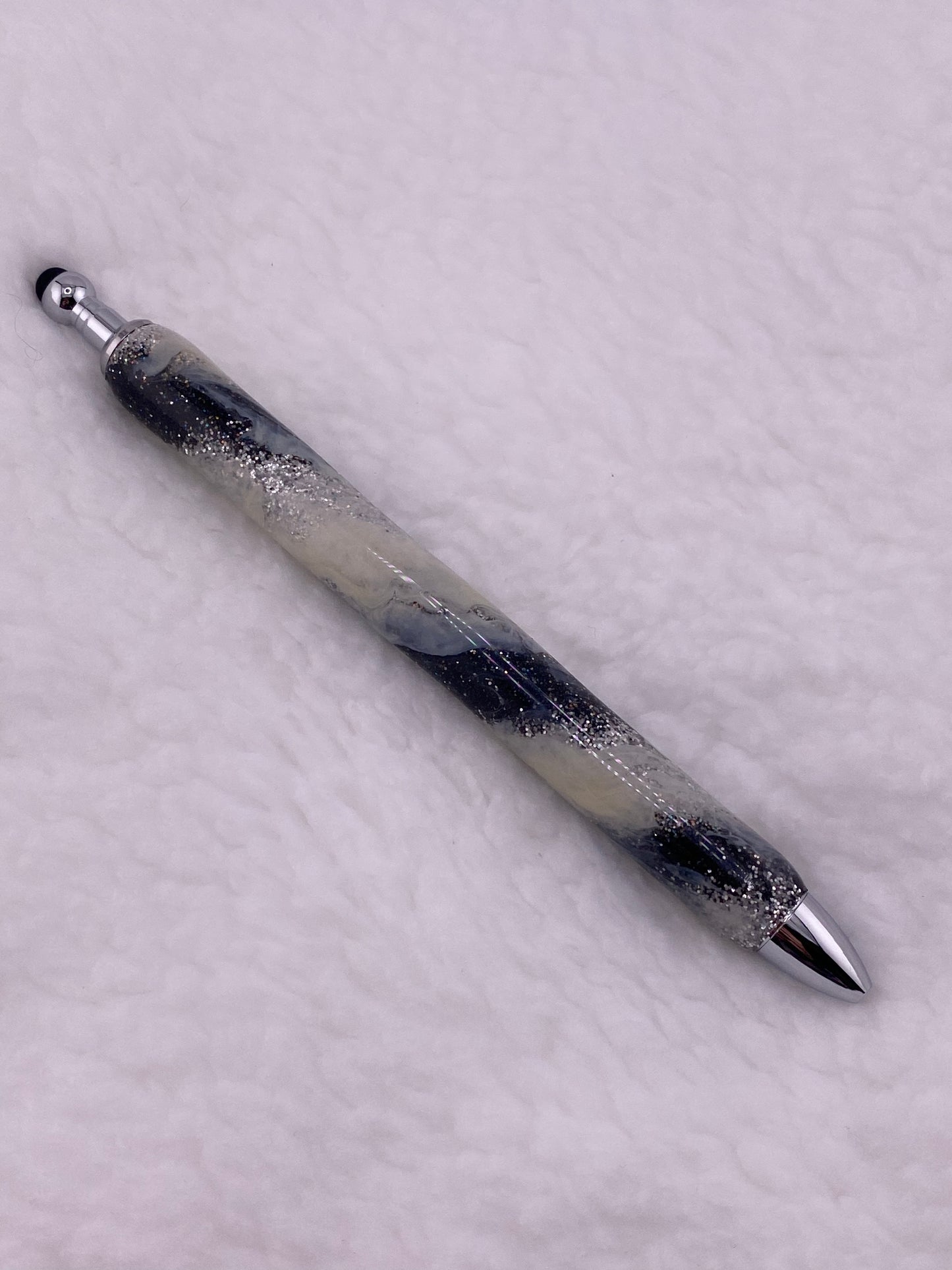 RTS Stylus Pen Black and silver, white swirl