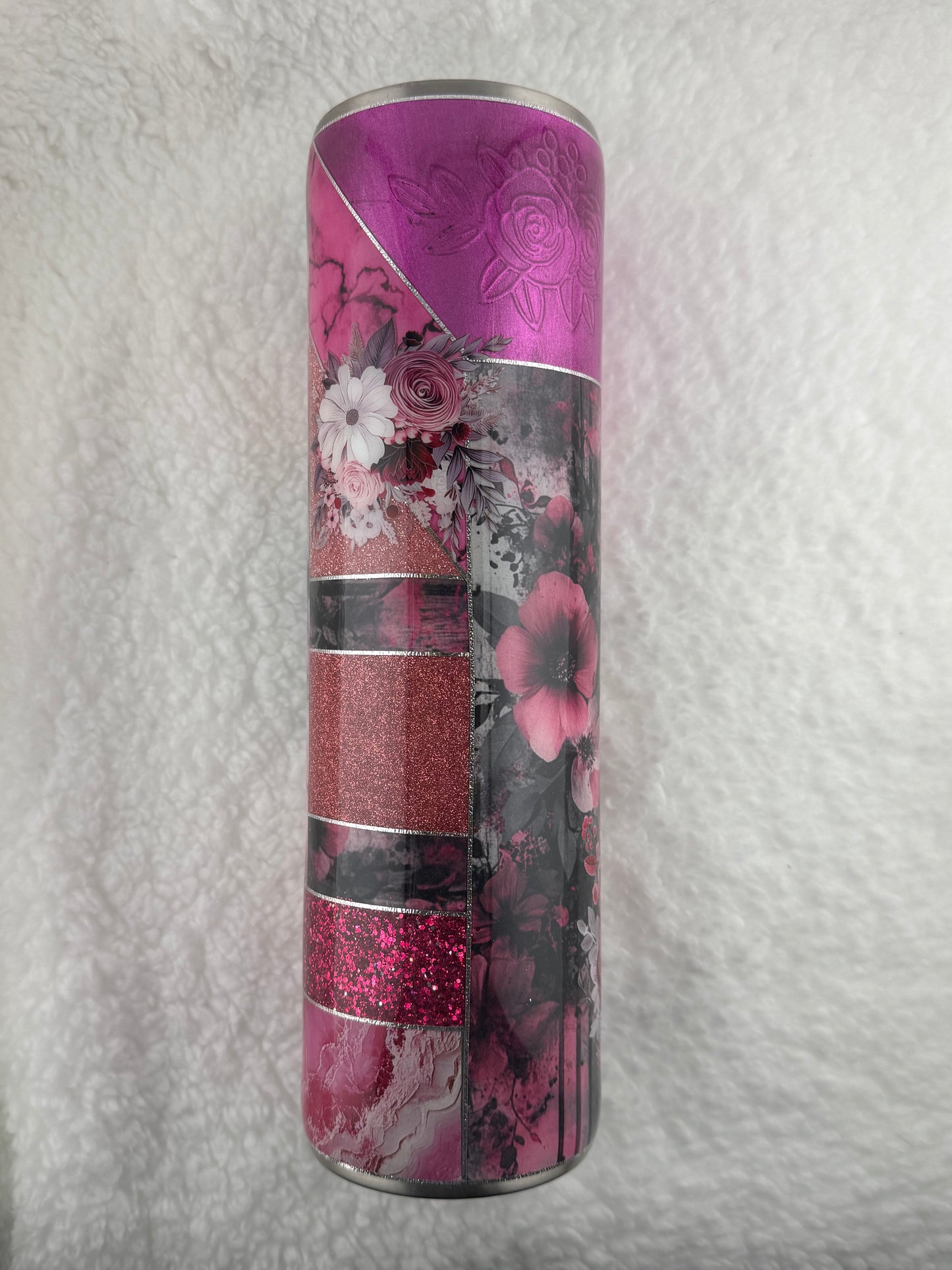 RTS 32 oz Tipsy Pink with Flowers