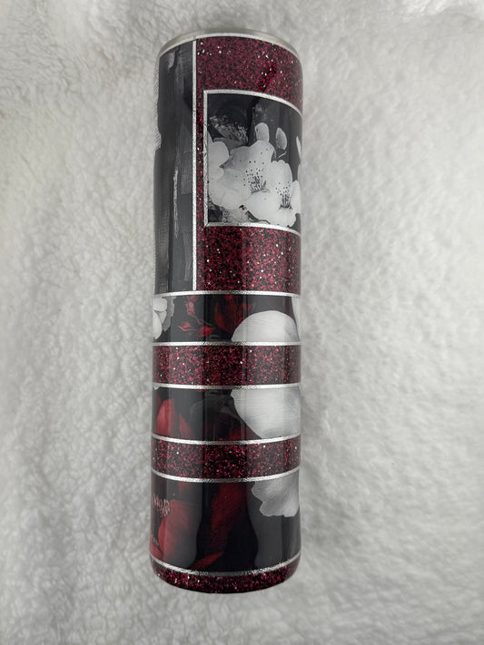 RTS 32 oz Tipsy Red with White Flowers