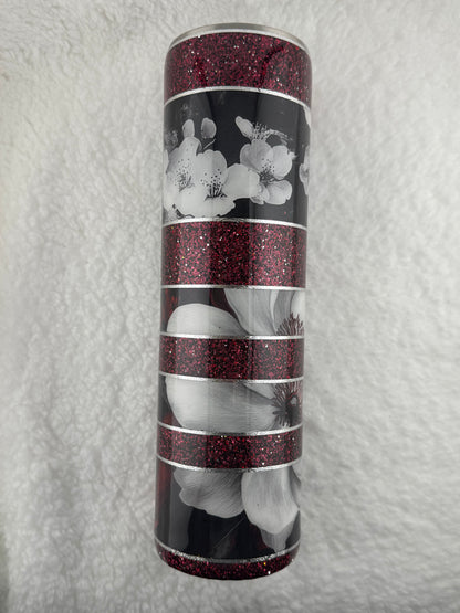 RTS 32 oz Tipsy Red with White Flowers