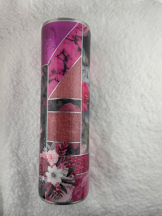 RTS 32 oz Tipsy Pink with Flowers