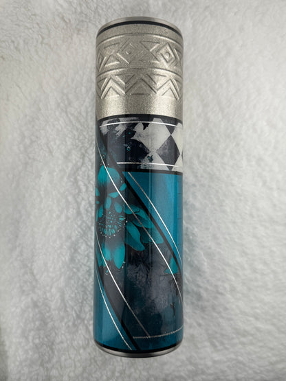 RTS 32 oz Tipsy Teal and Silver with bricks