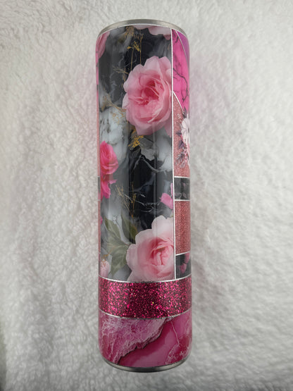 RTS 32 oz Tipsy Pink with Flowers