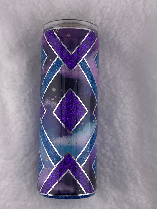 RTS  Tumbler- Template with galaxy vinyl, purple and blue glitter