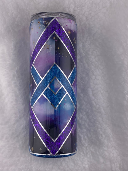 RTS  Tumbler- Template with galaxy vinyl, purple and blue glitter