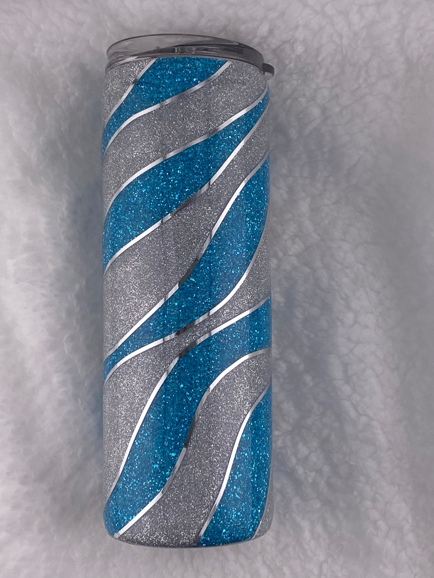 RTS Template- Swirl with blue and silver glitter Tumbler