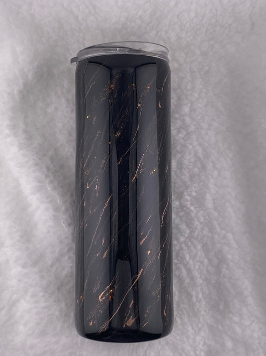 RTS Black with rose gold pigments and glitter Tumbler