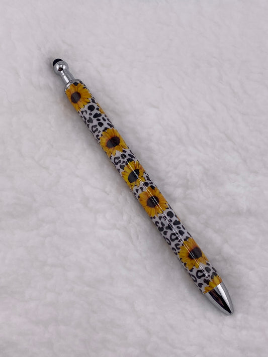 RTS Stylus Pen Sunflower White and Black Cheetah print