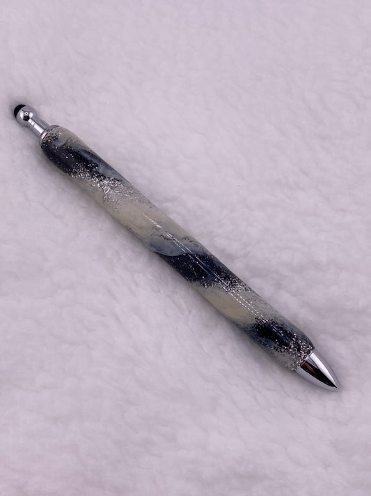 RTS Stylus Pen Black and silver, white swirl