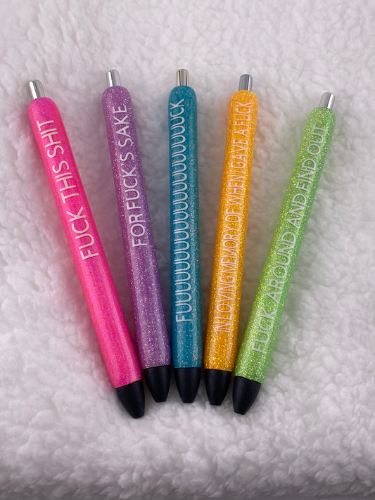 RTS Ink Joy Pens- Adult Pens - F**K it. Pink, Purple, Blue, Orange, Green Glitter
